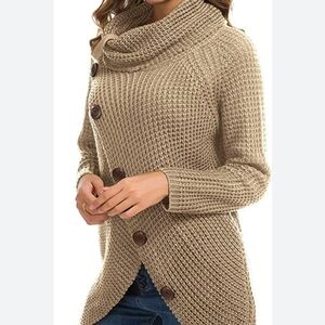 Grecerelle Plus Size 2X Scarf Collar Thick Knit Tunic Sweater